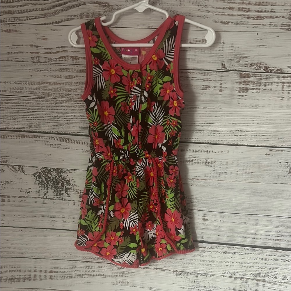Pink and Green Tropical romper size 5